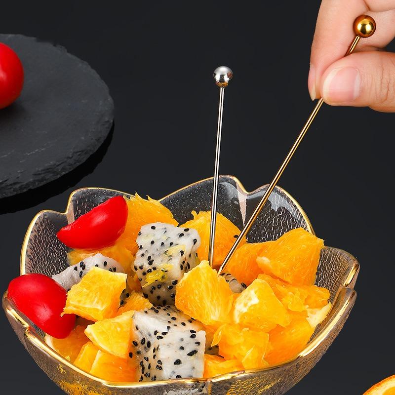Wine Needle Cocktail Picks Stick Stainless Steel Fruit Picks Reusable Metal Cocktail Skewers Olives Appetizers Tools