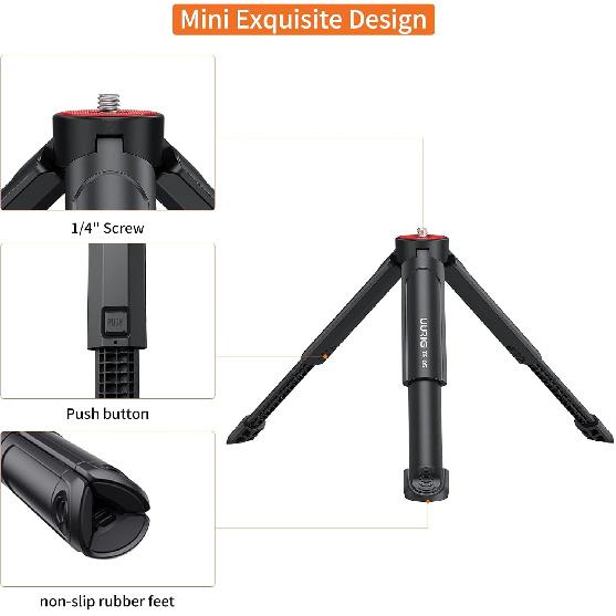 UURIG TP05 Extendable Mini Camera Tripod, Portable Selfie Stick Handle Grip Desktop Webcam Tripod with 1/4" Screw for DSLR Camera Webcam Phone Holder