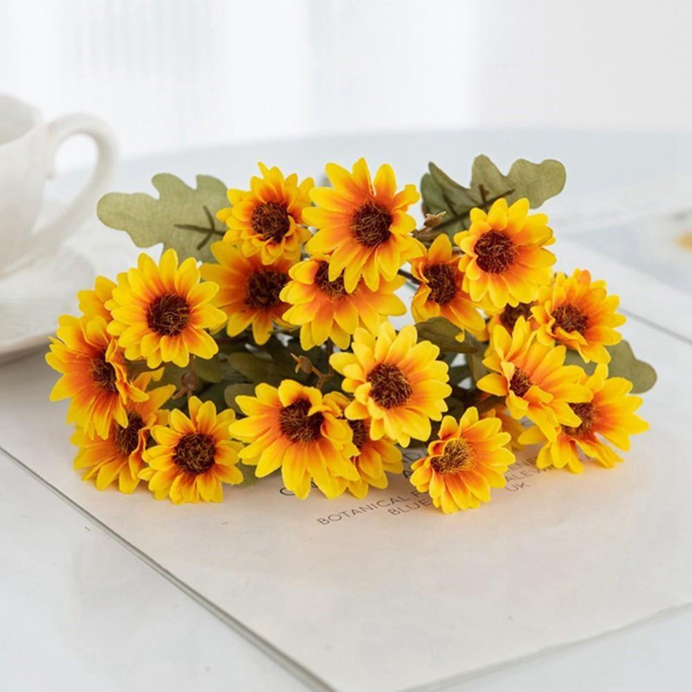 

5/10 шт. Искусственный цветок шелк маленькая ромашка искусство стена свадьба букет невесты дом открытый сад венок комната DIY подарочная коробка фестиваль 5pcs жёлтый