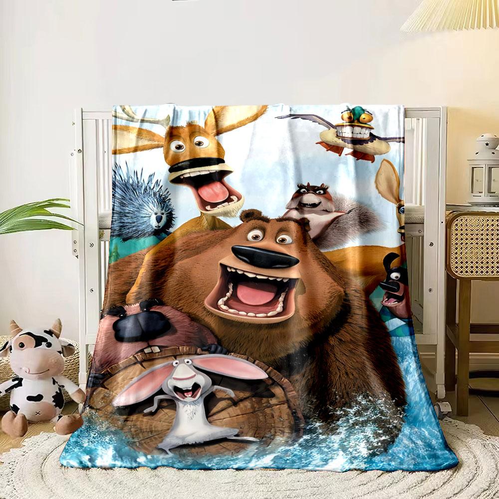 

Animated animals with exaggerated expressions in a playful scene. for all seasons blanket lunch break throw gift 80cm x 120cm