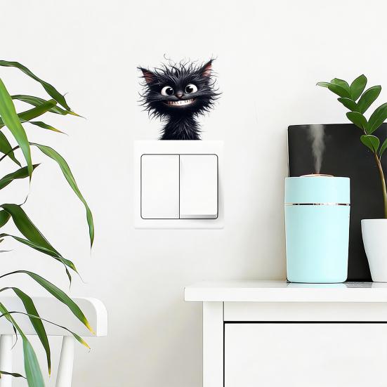 Luminous Light Switch Decals, Glow in The Dark Cute Cat Switch Sticker, Cartoon Animal PVC Wall Art Mural for for Bedroom Living Room