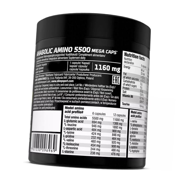 Complesso di Aminoacidi per la crescita muscolare, Anabolic Amino 5500, Olimp Nutrition  (27283006)
