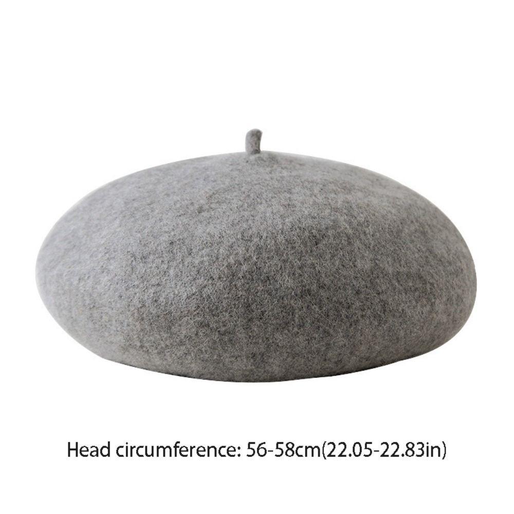 Comfortable Women Wool Beret Elastic Warm Painter Cap Solid Color Korean Style British Beanie Hat Autumn
