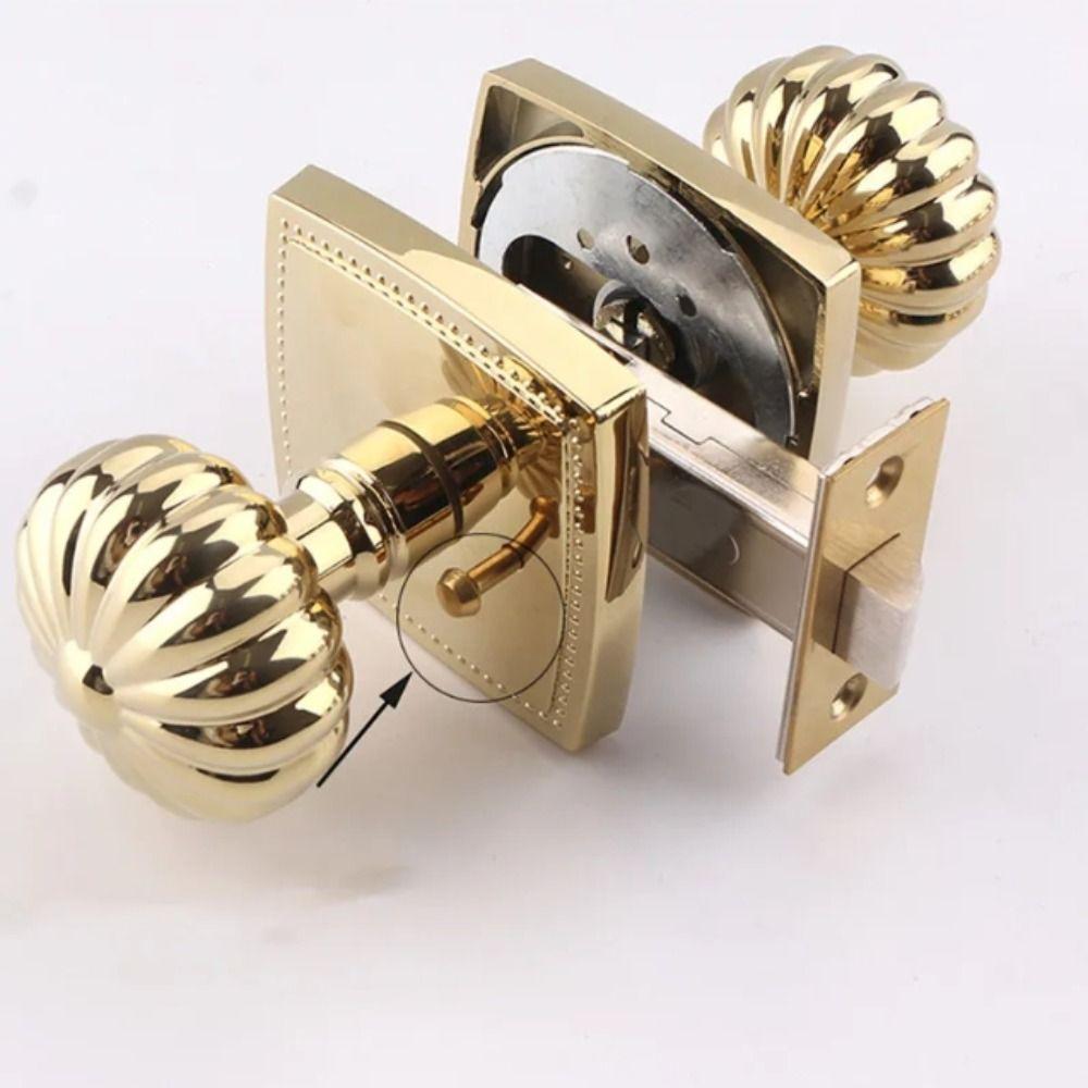 High Grade Zinc Alloy Invisible Door Lock Brass Magnetic Double-sided Lock Single Tongue Pumpkin Shape Spherical Lock Bedroom