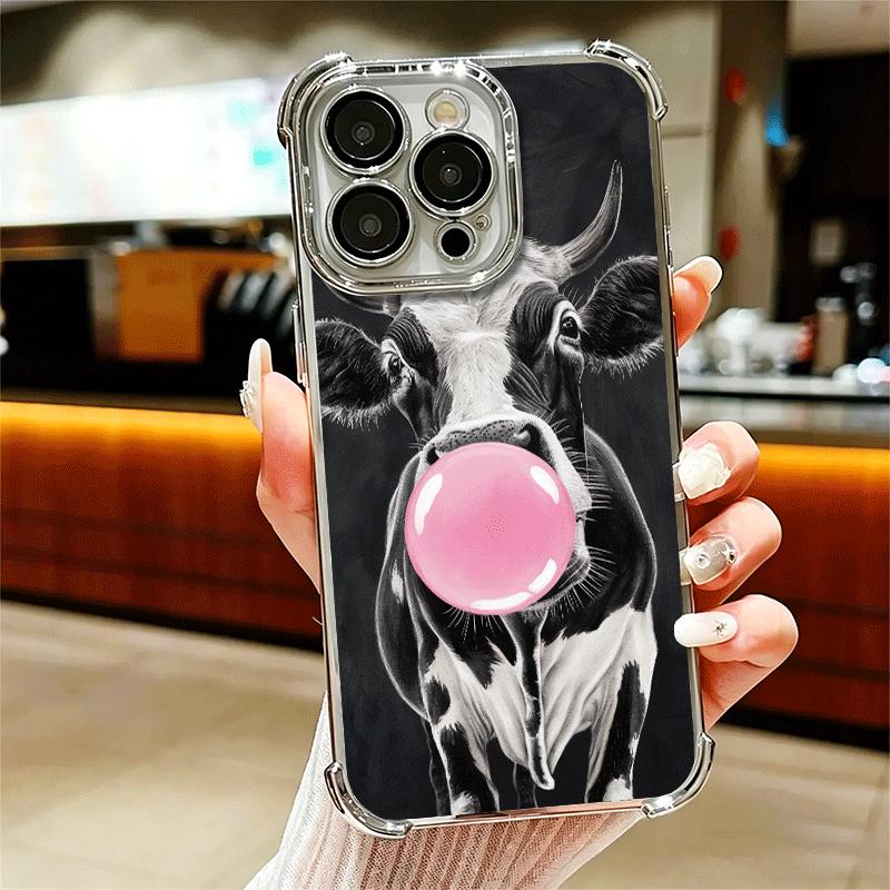 White Black Dairy Cattle Symbol Soft Phone Case For iPhone 15 16 17 Air 14 Pro Max 16E Plus 13 12 Mini Plating Anti-Fall Fundas