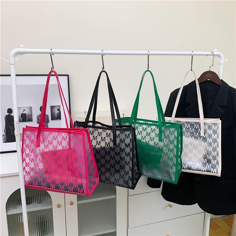 Pvc Bag For Women With Large Capacity And Letter M Print Design For Daily Use