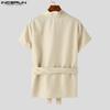 INCERUN Men Front Cross Tops Bandage Sleeveless Casual Loose Tanks Vest