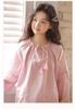 Spring and summer women's home suit with hollowed out embroidery long sleeved pants and home suit set
