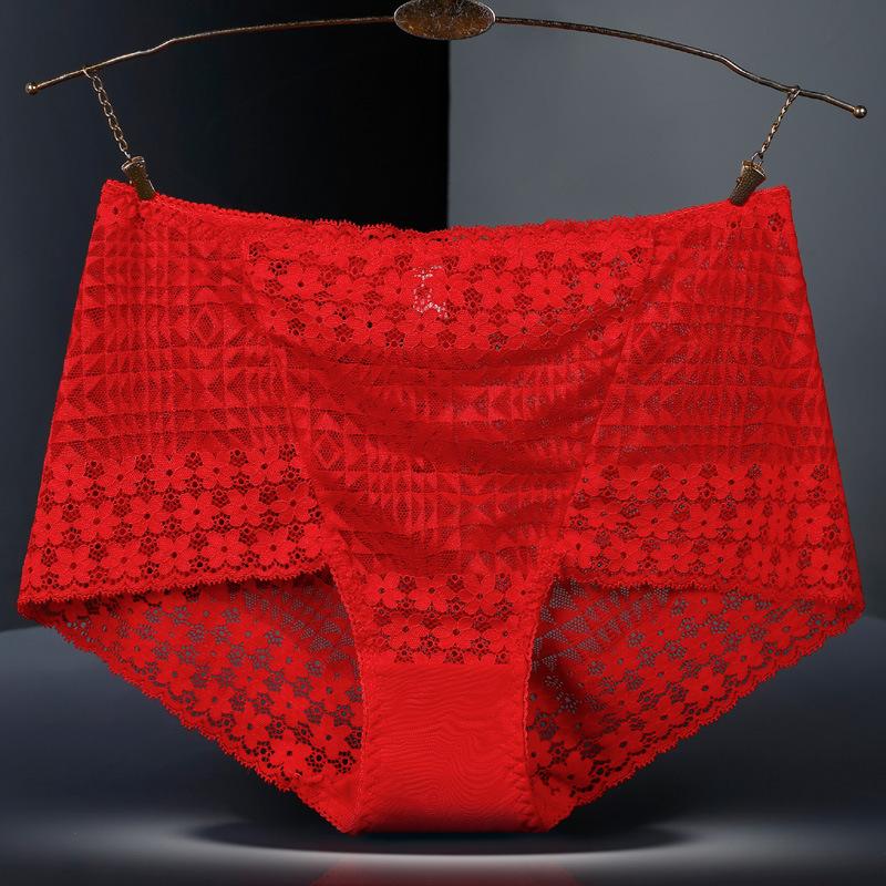 

Сексуальное кружевное женское нижнее белье с высокой талией и подтянутым животом, приподнятыми ягодицами, без каких-либо следов, трусики 4XL красный
