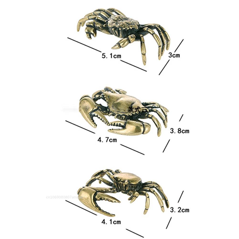 1pc Mini Pure Brass Crab Figurines Mini Animal Statue for Office Desk Living Room Antique Animal Miniature Figurines Home Decor