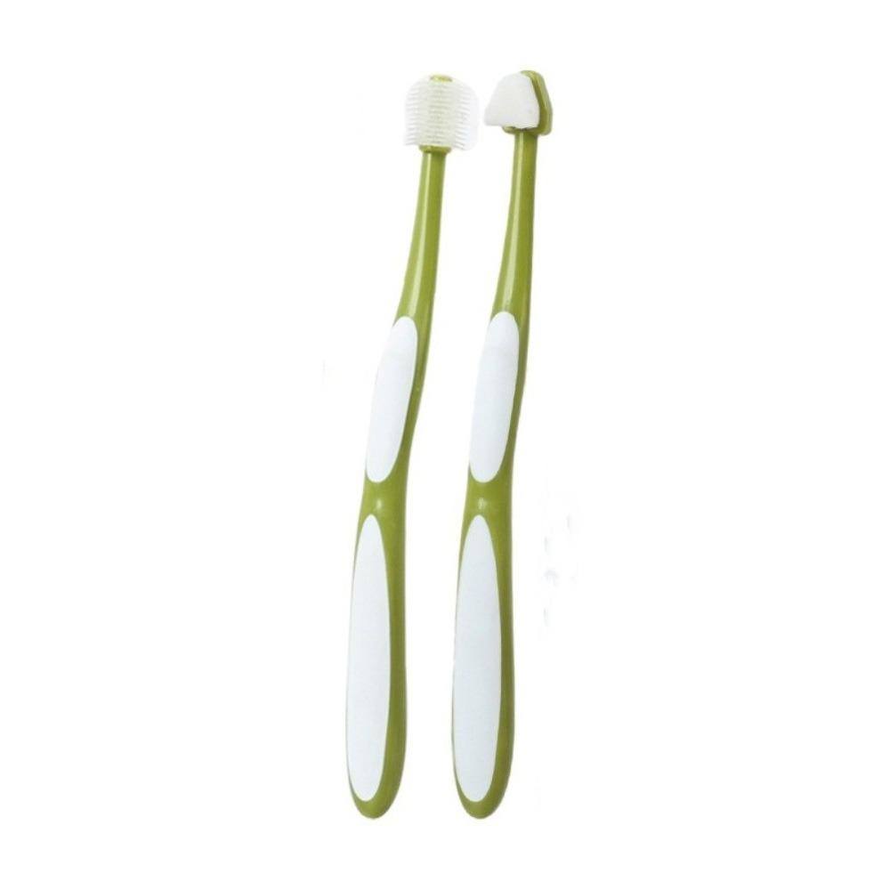 

2pcs 360 Degree Cleaning Dog Toothbrush Micro Head Soft Hair Bristles Oral Cleaning Brush Bite Resistant Pet Dental Care Kit зелёный
