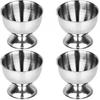 Egg Cups Set Stainless Steel Soft Boiled Egg Cups Holder Stand Egg Cup Tray Include 4 Eggs Kitchen