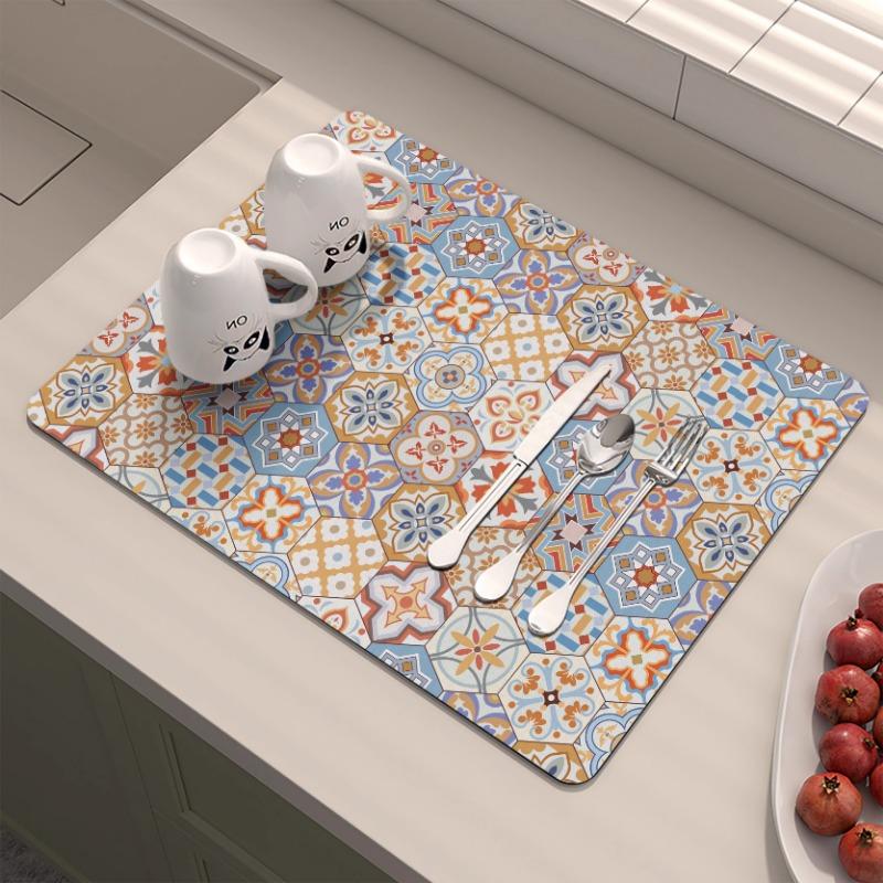 Amerikanische Küchenarbeitsplatten-Abtropfmatte Diatomeenerde-Absorption Schnelltrocknende Matte Nicht auswaschen Isolierung Spülbecken-Barmatte