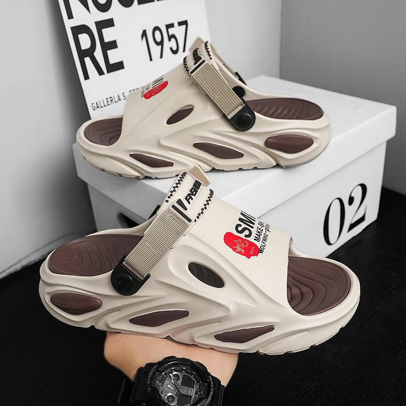 Men's 2025 Summer Non-Slip Height-Boosting Clog-Style Slippers: Outdoor, Odor-Resistant, Wear-Resistant, Breathable.