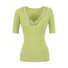 Elegant Lace Patchwork 5-Sleeve V-Neck Slimming Top - Spring/Summer 2026