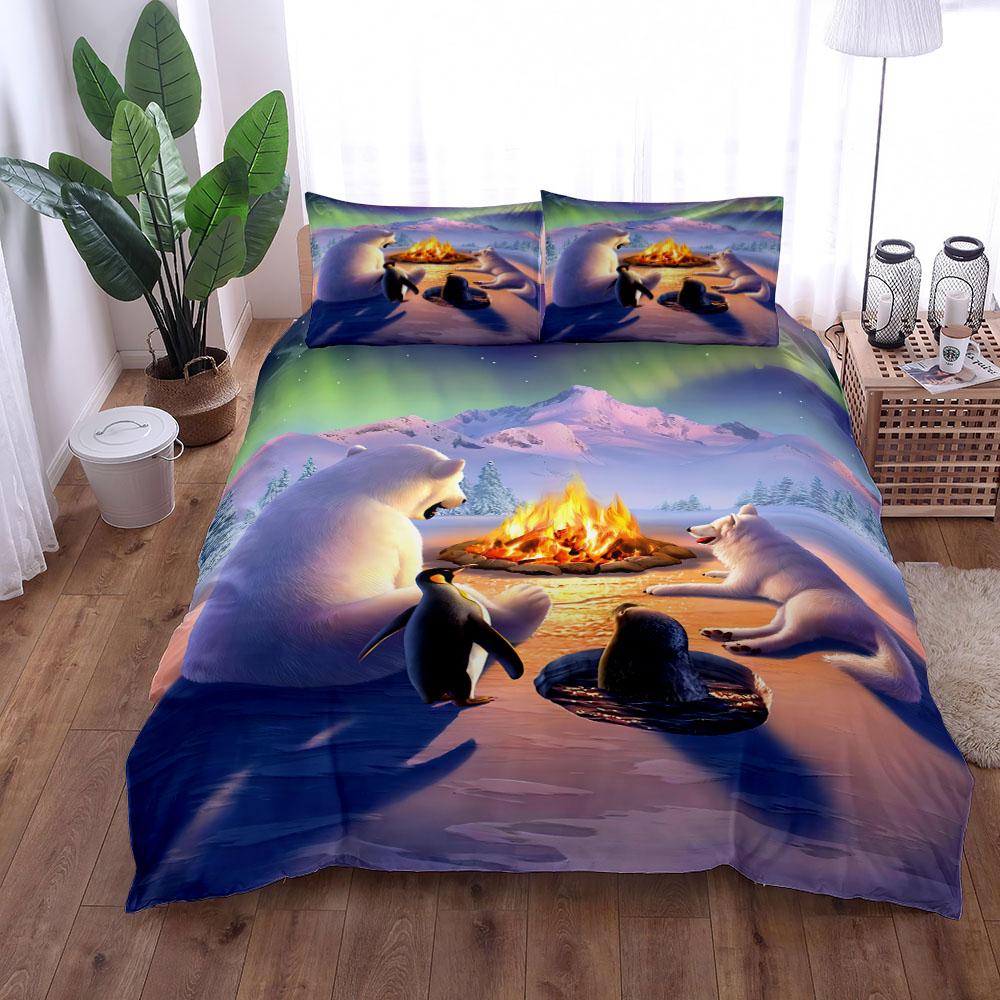 Vintage Wild Bear Wildtierschutz Bettbezug Set King Queen Double Full Twin Single Size Bettwäsche Set