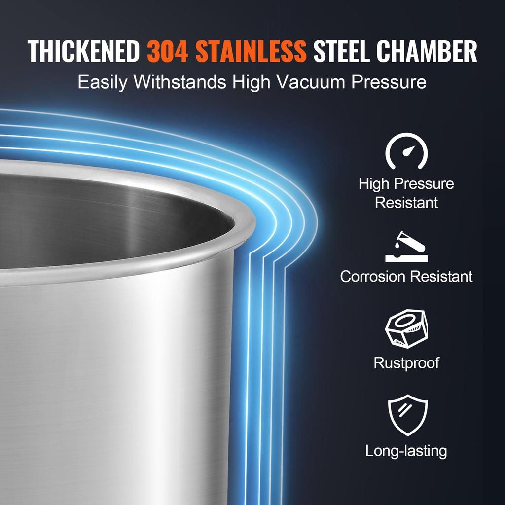 Vacuum Chamber Tempered Glass Lid Vacuum 11.4 L Degassing Chamber Silicone