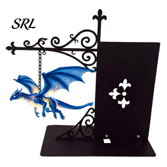 Harz Drachenfigur Magische Fliegende Bücherregal Lampe, Warmes Hängendes Nachtlicht, Fantasy Roman Fan Geschenk Leseecke Dekoration, Einzigartig für Liebhaber