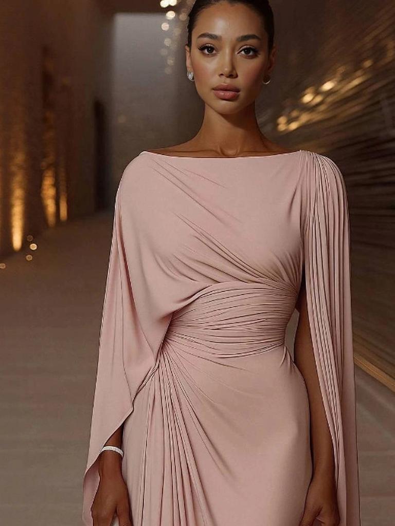 Summer Luxury Evening Gown, Solid Color Elegant Slim Fit Dress