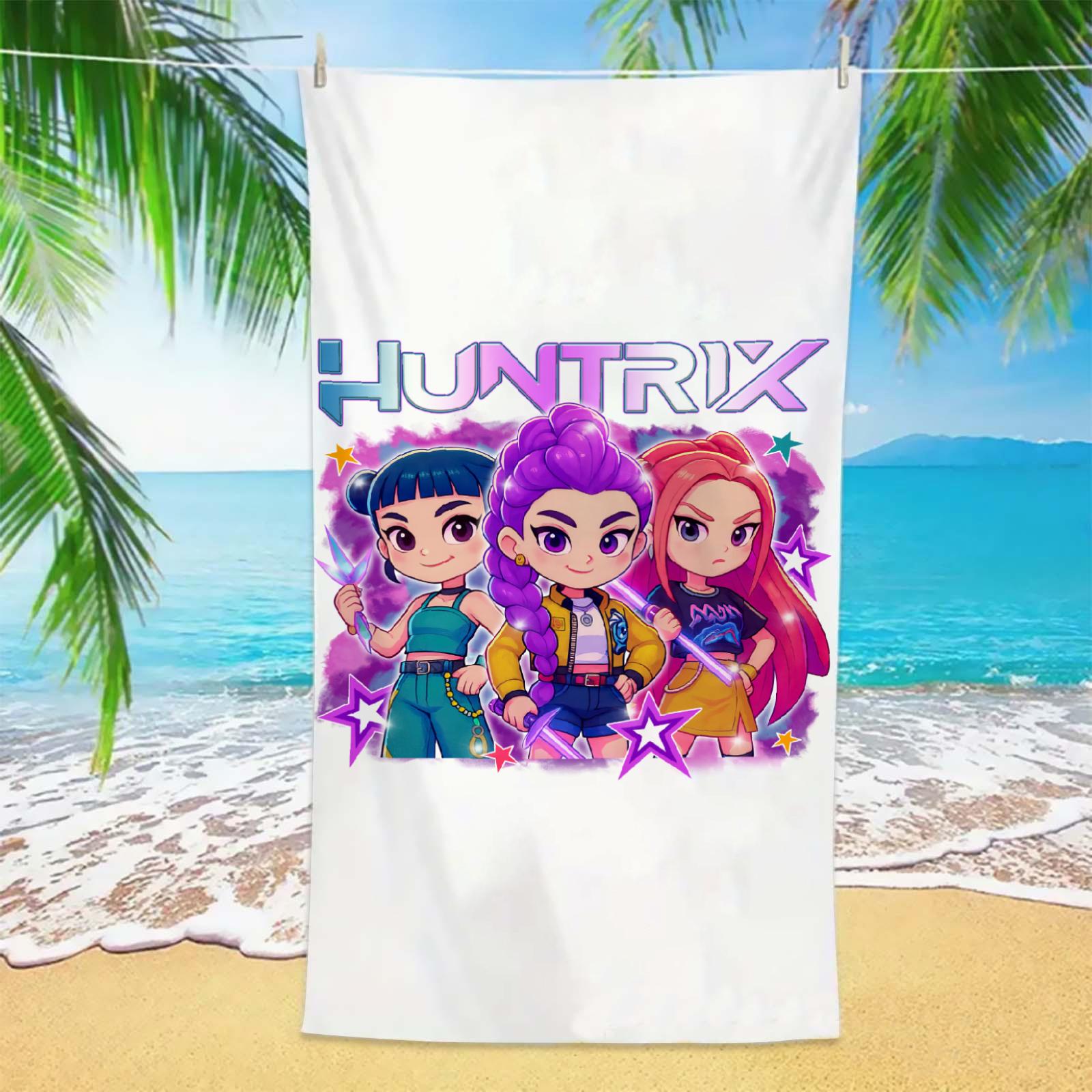 Asciugamani da spiaggia K-POP D-Demon-Hunters Microfibra Antisabbia Asciugamano da bagno ad asciugatura rapida Migliori regali di compleanno per ragazze donne Festa di nuoto 100x200cm&1pc