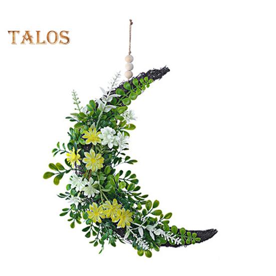 

Искусственный венок из зелени, имитация зеленых растений, украшение из искусственной листвы, весеннее украшение для декора стены входной двери дома Moon