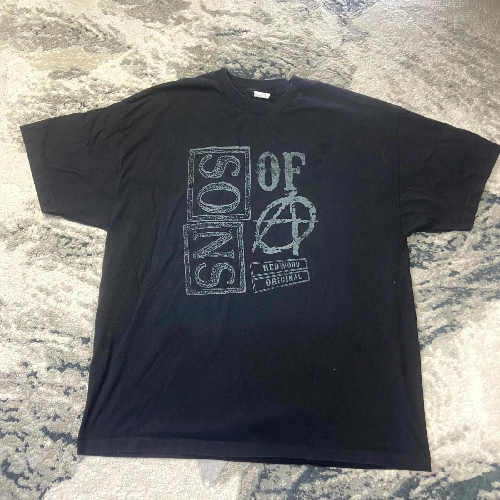 Y2K Grunge Band & Rock Goth Skate T Shirt Sz 2XL Black Sons of Anarchy Redwood S
