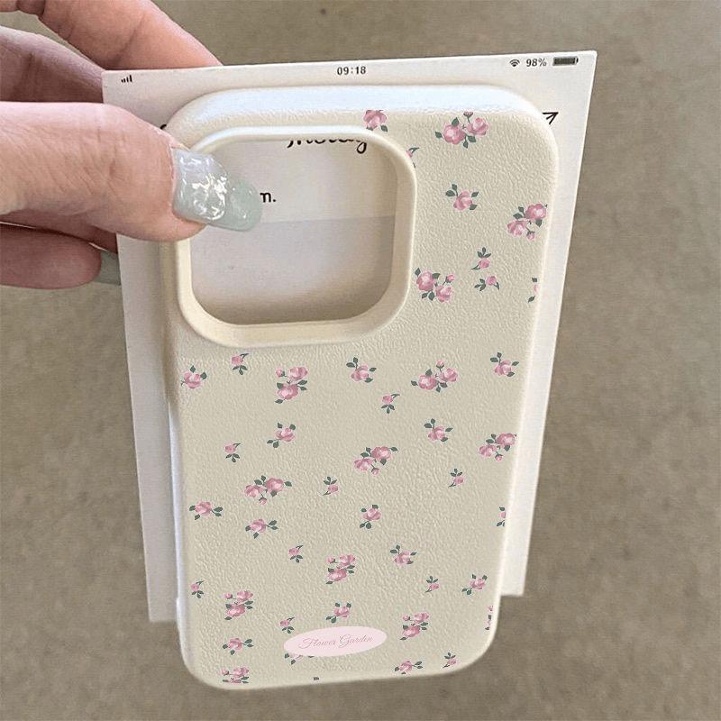 Fresh Small Florals Suitable for Apple 16PROMAX Mobile Phone Case IPhone 15 13 Lychee Pattern 14 Soft X