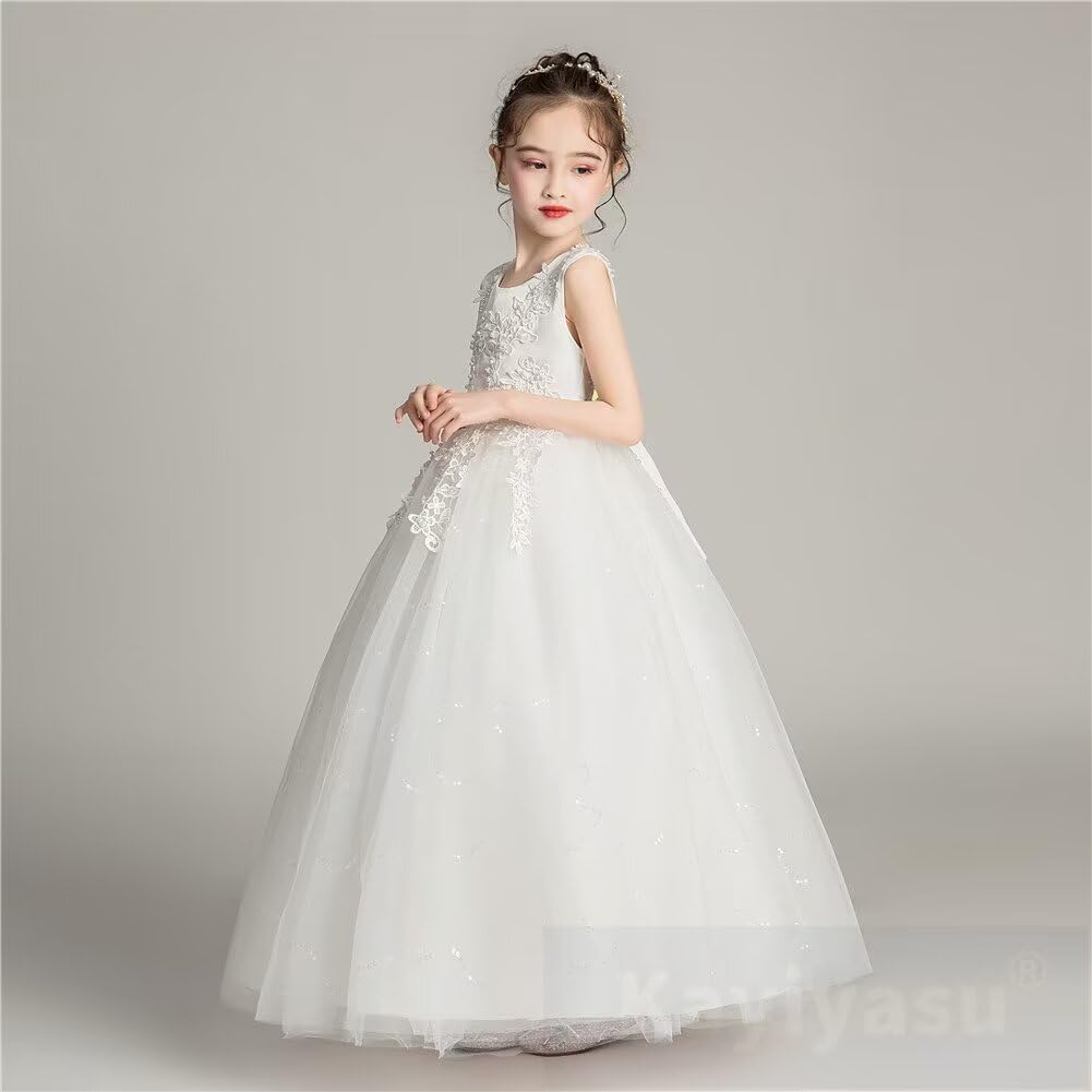 Dress Piano Recital Girls Formal Long Dress Wedding Graduation Party Embroidery Kindergarten Entrance Ceremony Suitable for Years Old [Kayiyasu]