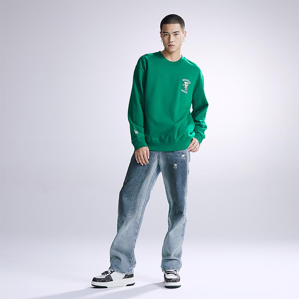 New MLB T Mega Bear Sweatshirts Unisex Green 3AMTE0134-07GNS