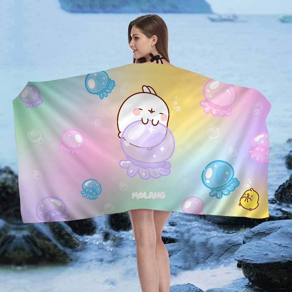 Cute White M-Molangs Rabbit Microfiber Beach Towel Absorbent Quick dry Soft Yoga Swimming Resort Mountain Climbing Towel