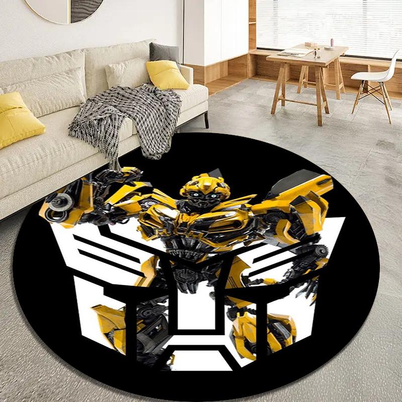 Bumblebee Transformers Round Area Rug,Carpet Rug for Living Room Bedroom Sofa Playroom Decor,Non-slip Floor Mat43