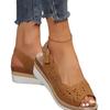 Women's Shoes 2024 High Quality Peep Toe Women's Sandals Summer Casual Sandals Women Fashion Buckle Strap Hollow Wedge Sandals