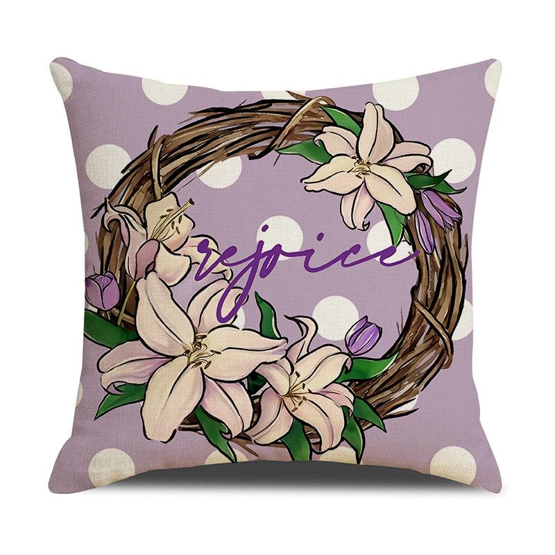 

Floral Print Easter Pillow Cover Home Decor Set Combination Square Cushion Cover Rabbit Pillow Cover 45 * 45Cm (excluding pillow core)