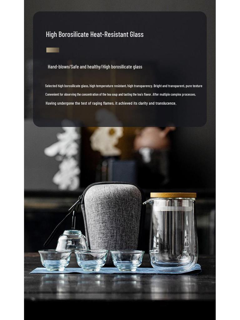 Double-Layer Transparent Glass Gong Dao Bei Tea Cup - Portable Heat-Insulating Kung Fu Tea Set