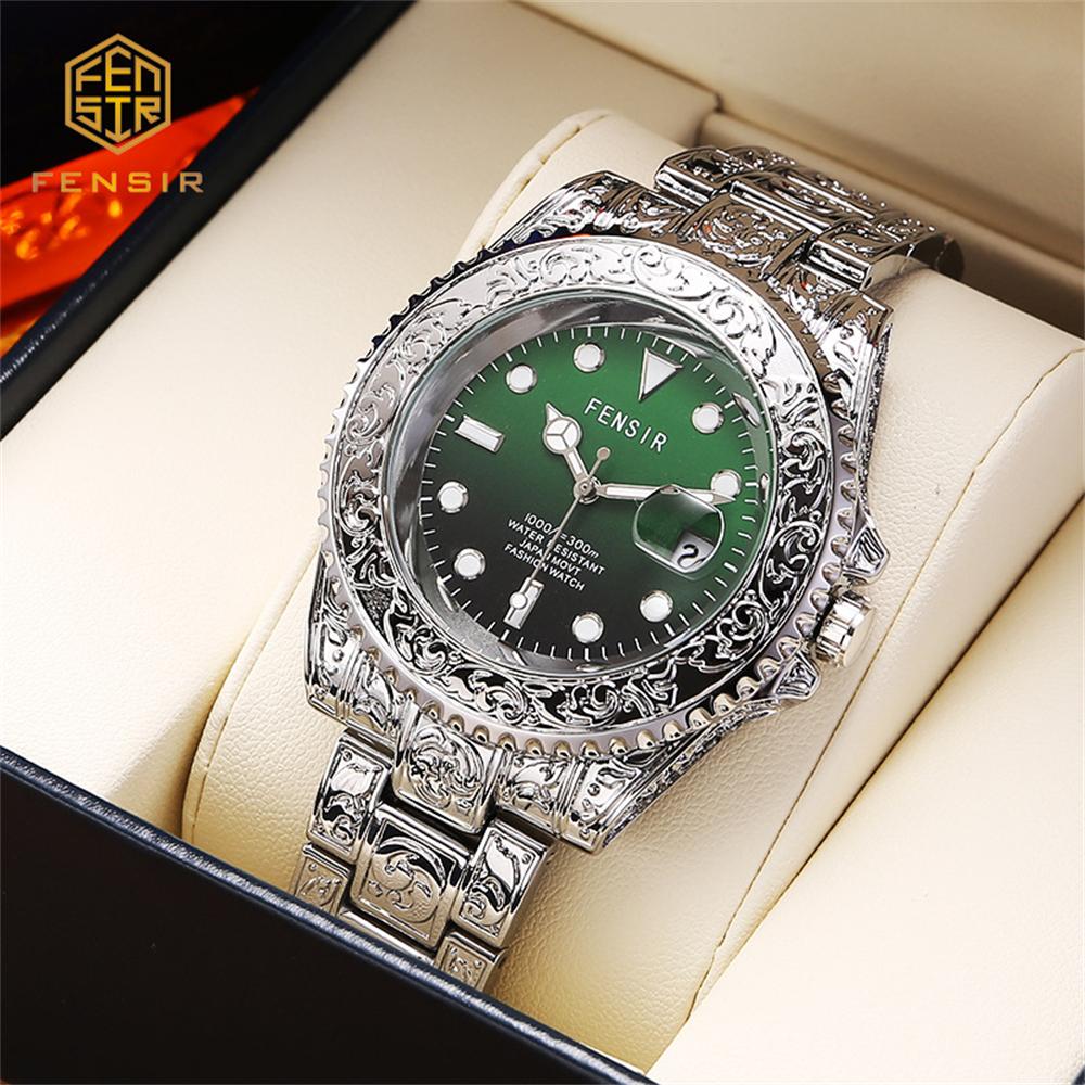 Casual and Fashionable Men Watch Retro Carved Business Quartz Watches Light Luxury Clocks Gifts Watches for Man