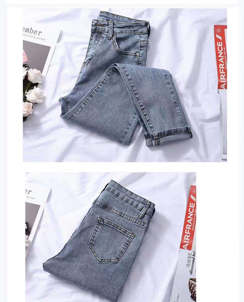 Women's High Waist Light Wash Cropped Skinny Jeans – Spring/Autumn 2025 Trendy Slimming Eight-Point Pants