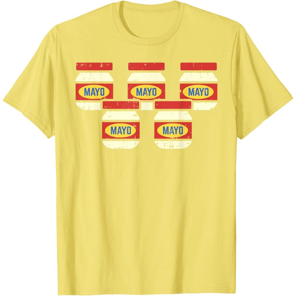 Funny Mayo Jar Five Pack Distressed Graphic Tee Retro Foodie T-Shirt Casual Cotton
