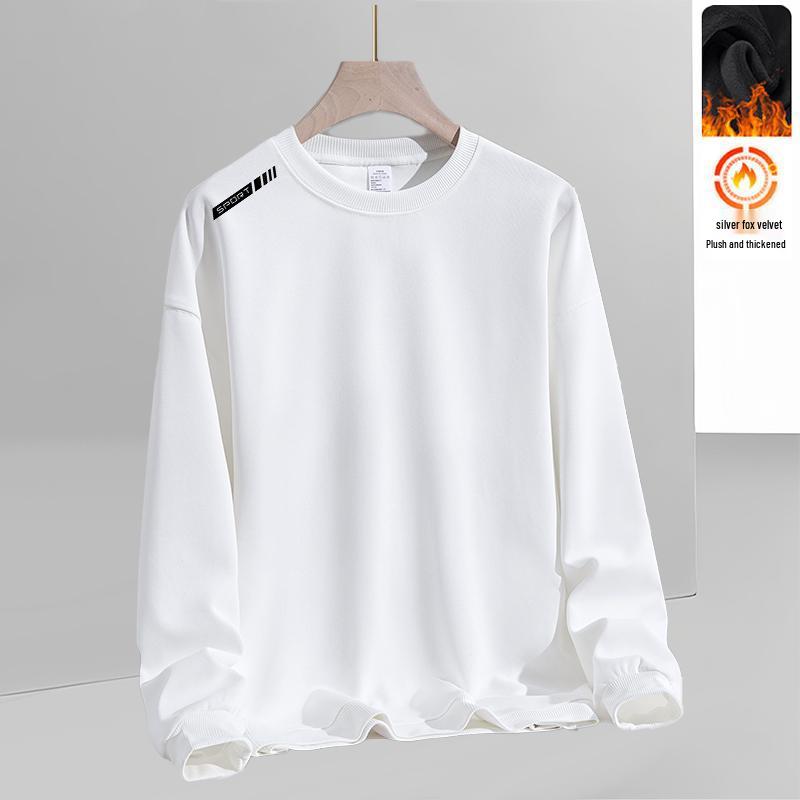 Men's Autumn/Winter Trendy Pullover Hoodie - Versatile Loose-Fit Round Neck with Velvet Layer