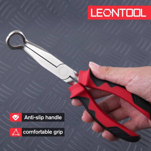LEONTOOL Hose Pliers, Fuel Hose Clamp Pliers, Mechanic Pliers, Hose Grippers with Semi-Round and Bent Tips, Automotive Spark Plug Pliers, Spark Plug B