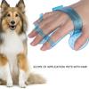 Pet Grooming Gloves Transparent Rubber FiveFinger Grooming Gloves for Bathing Dogs(Blue )