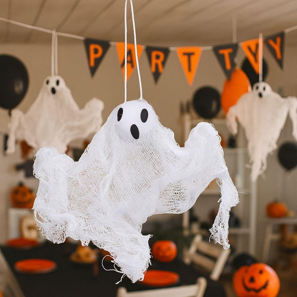 6pcs Trick or Treat White Ghost Pendant Spooky Props Ghost Hanging Ornament  Festive Party Supplies
