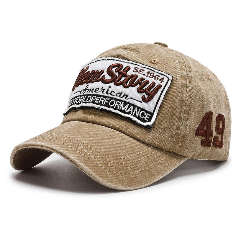Hat Men's Washed Cloth Baseball Cap Patch Embroidery Cap Sun Hat Spring and Autumn Casual Hat