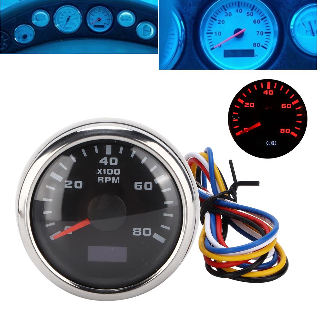 52mm Marine Pointer Tachometer Gauge Red Backlight   for Motorcycle Car Truck Boat Gasoline Engine 932V