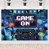 Game On! Video Gamer Kids Backdrop – Neon Green Gaming Theme, Next Level Up Decor For Birthday & Baby Shower Supplies-Tapestry