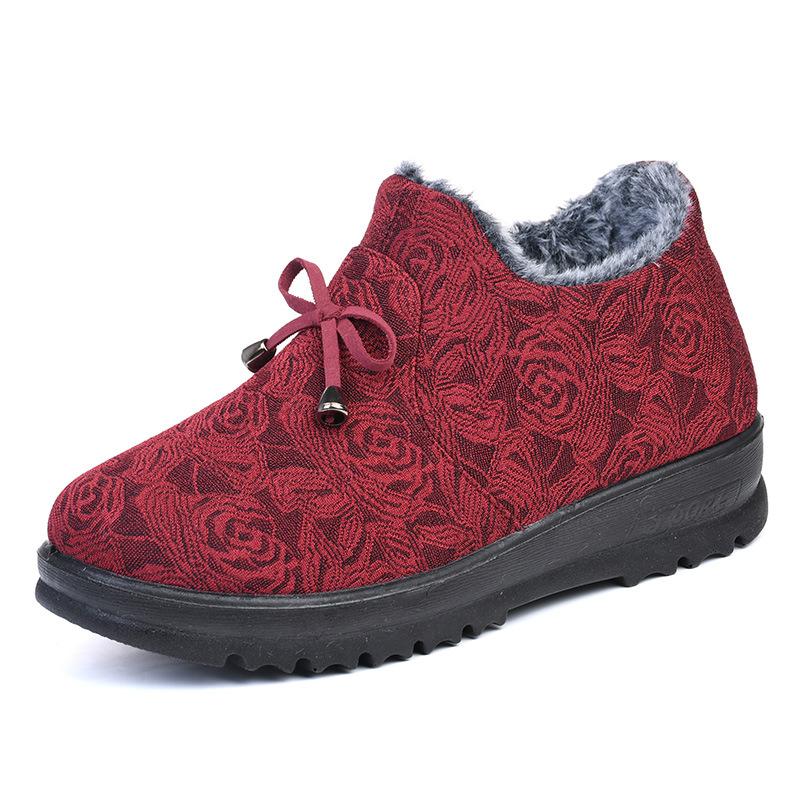 Winter Women's Cotton Shoes with Velvet and Thickened Mother Shoes Fashionable Soft-soled Snow Boots Women