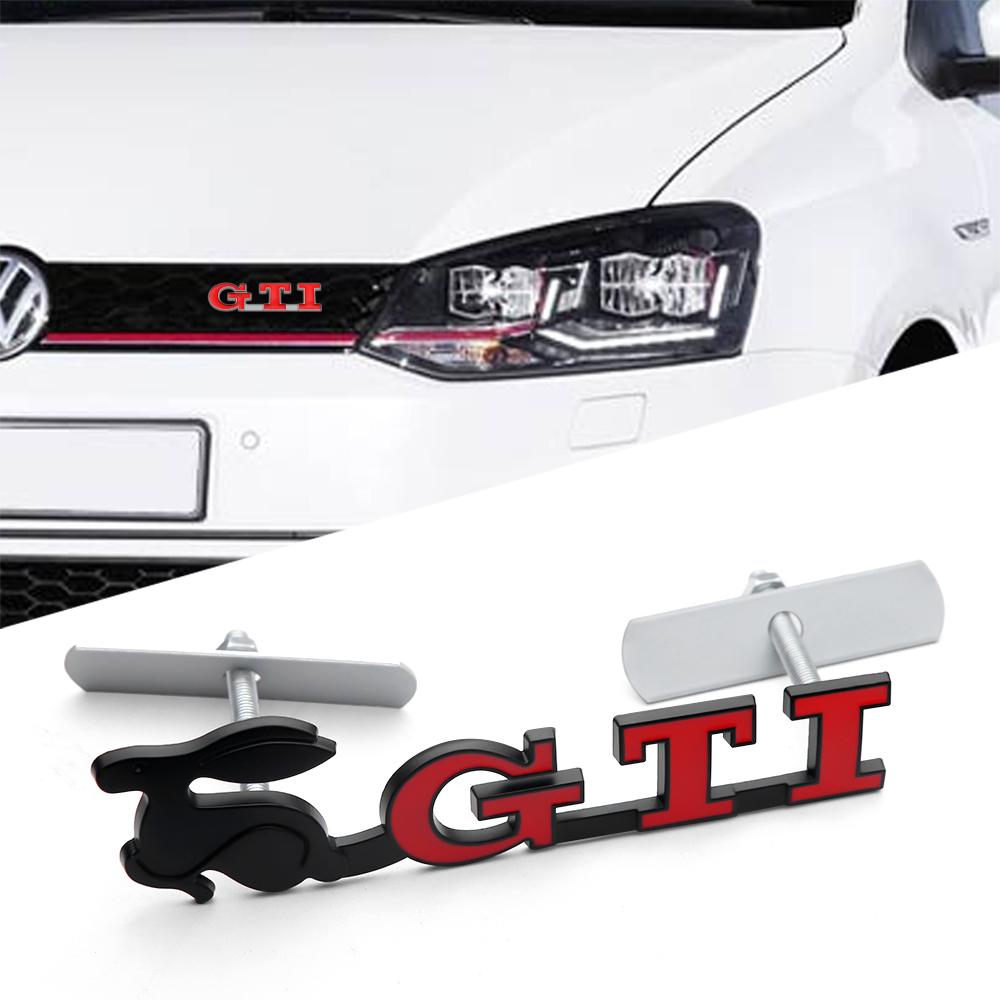 ARERQ1 Car Styling Metal Auto Front Grille Emblem Stickers Decoration For Volkswagen VW GTI Golf Polo Tiguan GTD Passat R Line Scirocco