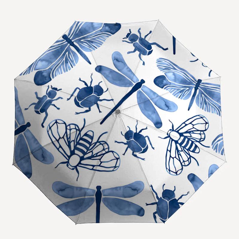 1pc Insects, Watercolor Open/Close Folding Umbrella, All- Portable Umbrella for & Men, Stylish Accessory (Holiday Gift) 8-Rib yy251213131