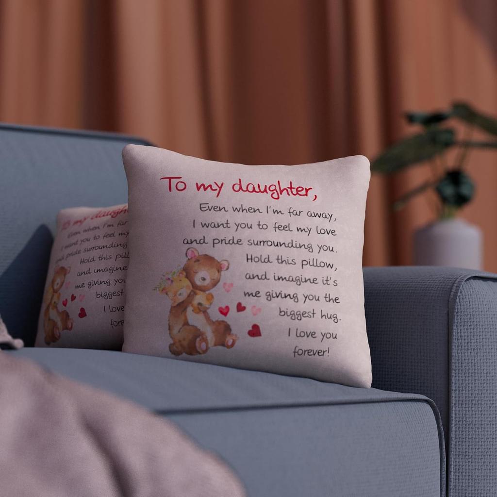 Daughter Gifts from Mom18x18 Throw Pillow Cover - Best Daughter Ever from Mom & Dad, Birthday Gifts for Daughters, to My Beloved, Decorative Pillow