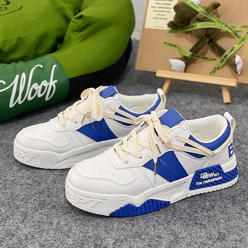 Designer Shoes for Men Casual Platform Sneakes Two-tone Lace Up Trainers Fashion Student Sneakes Mens Vulcanized Tenis Masculino