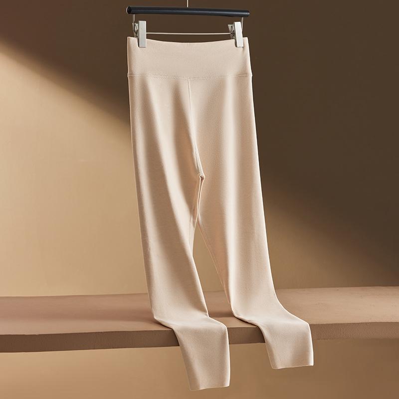 Damen Leggings mit hohem Bund, nahtlos, Bauchkontrolle, Kaschmirseide - Dick, warm, Übergröße für Herbst & Winter